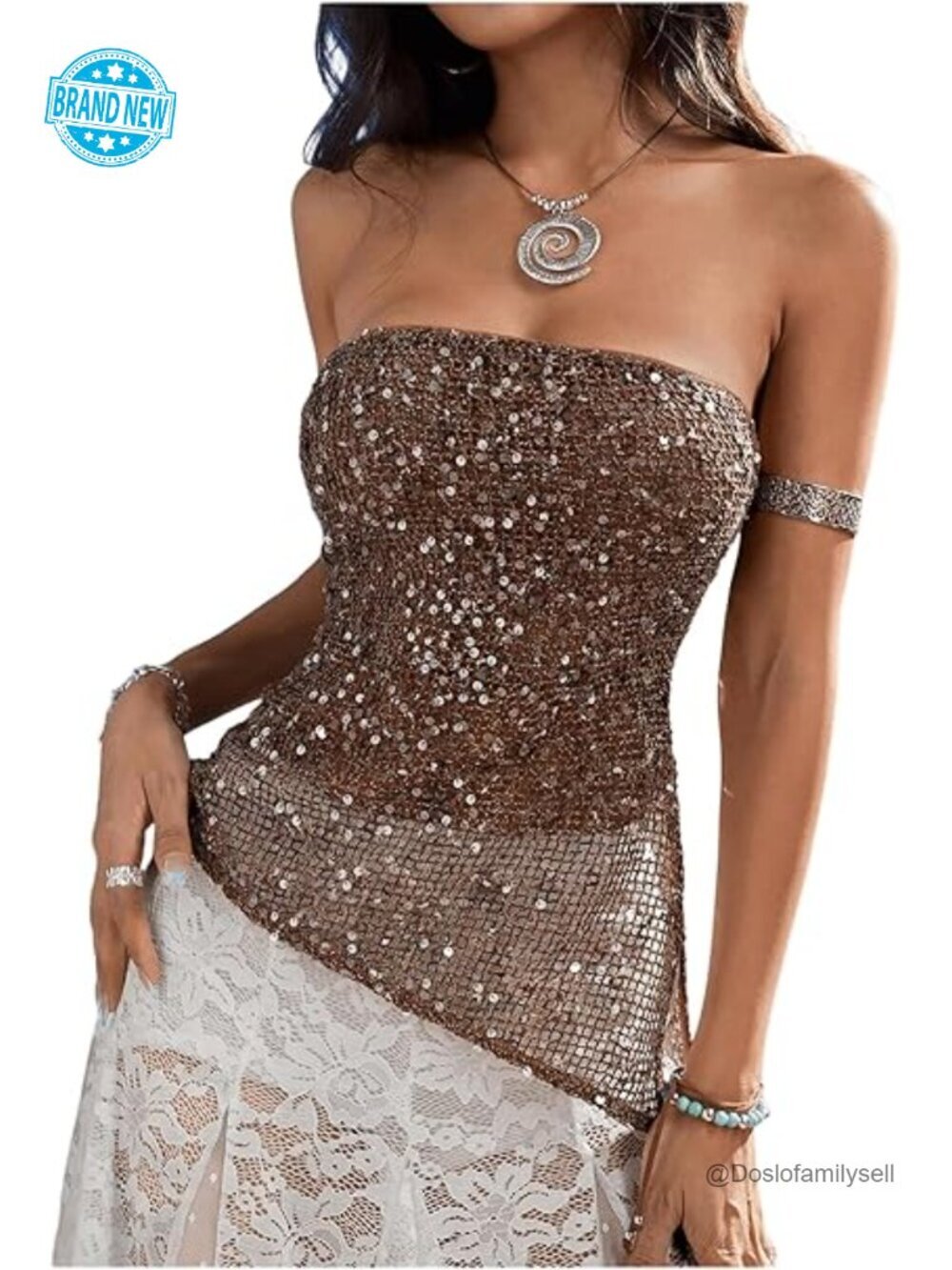 Sparkle Sequin Strapless Tube Top Asymmetrical Bandeau Clubwear